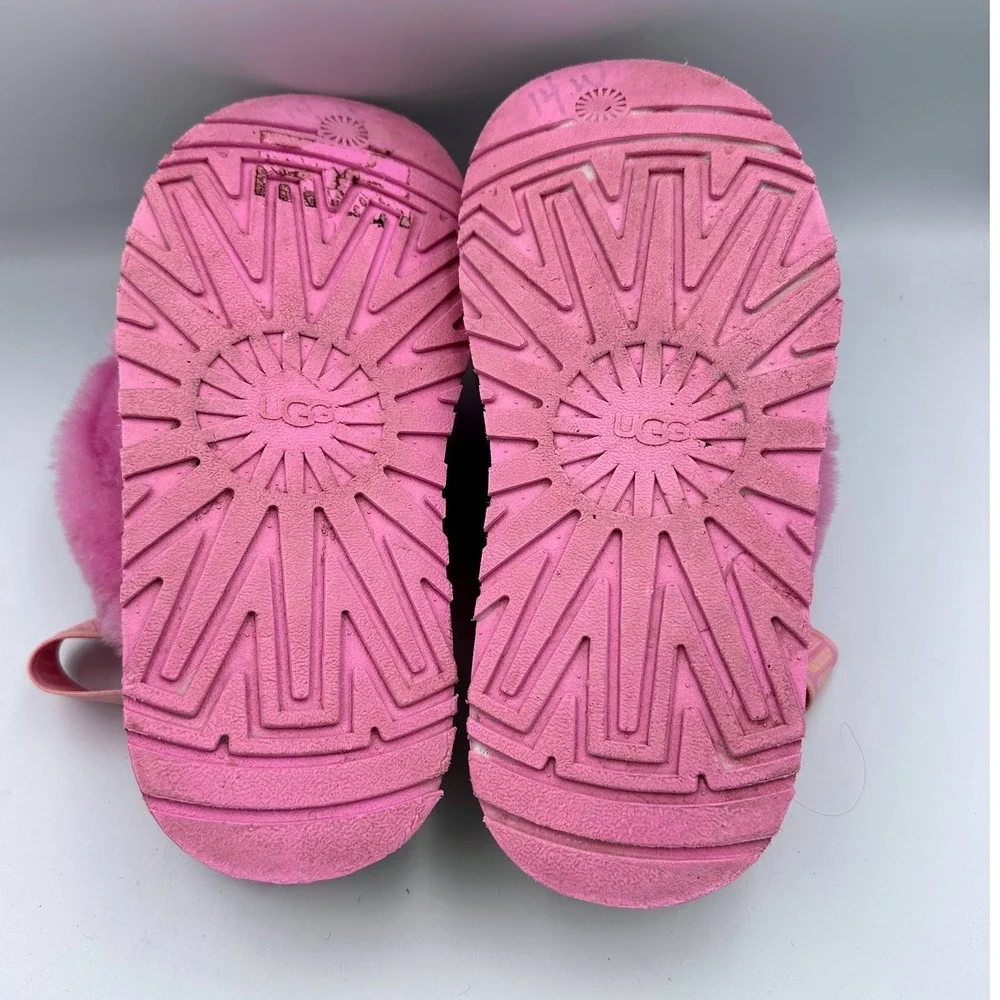 UGG Funkette Pink Platform Slingback Rainbow Sole Shearling Women's Size 9